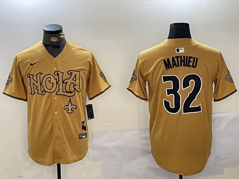 Men New Orleans Saints #32 Mathieu Yellow Joint Name 2024 Nike Limited NFL Jersey style 4->new orleans saints->NFL Jersey
